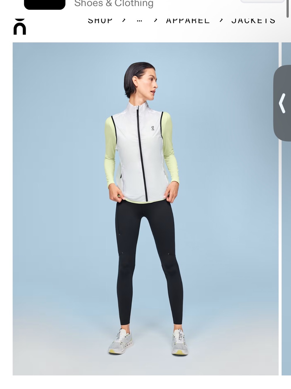 On Running White Windproof Vest with Lime Trim